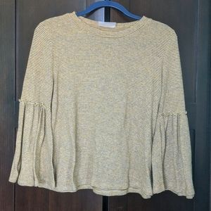 Bell Sleeve Yellow Stripe Top